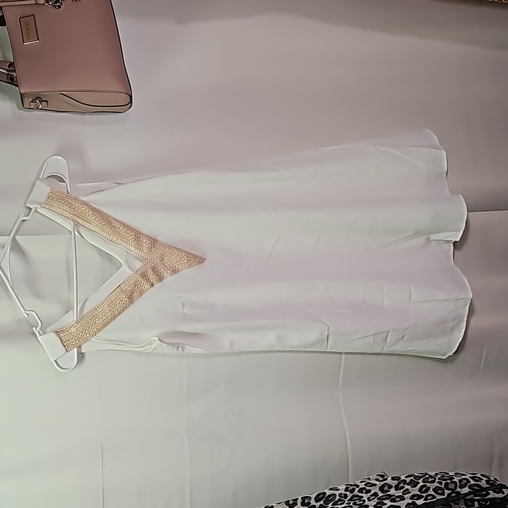 Olivia Mark NWT White/ Tan Sheath Dress Sz M